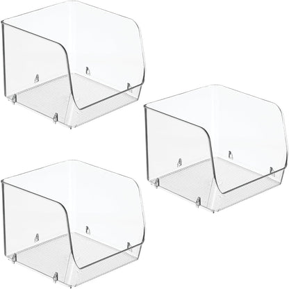 iDesign Stackable Open-Front Storage Bin for Pantry or Household Storage, Clear, Made in USA