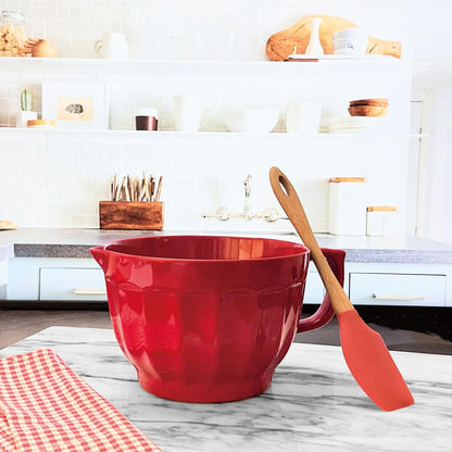 UP 4.3 Quart Latte Style Melamine Batter Bowl with Pour Spout and Handle, Professional Mixing Bowl with Non-Slip Base, Ideal for Pancake and Cake Batter, 11.5 x 8.75 Inch, Mint Blue