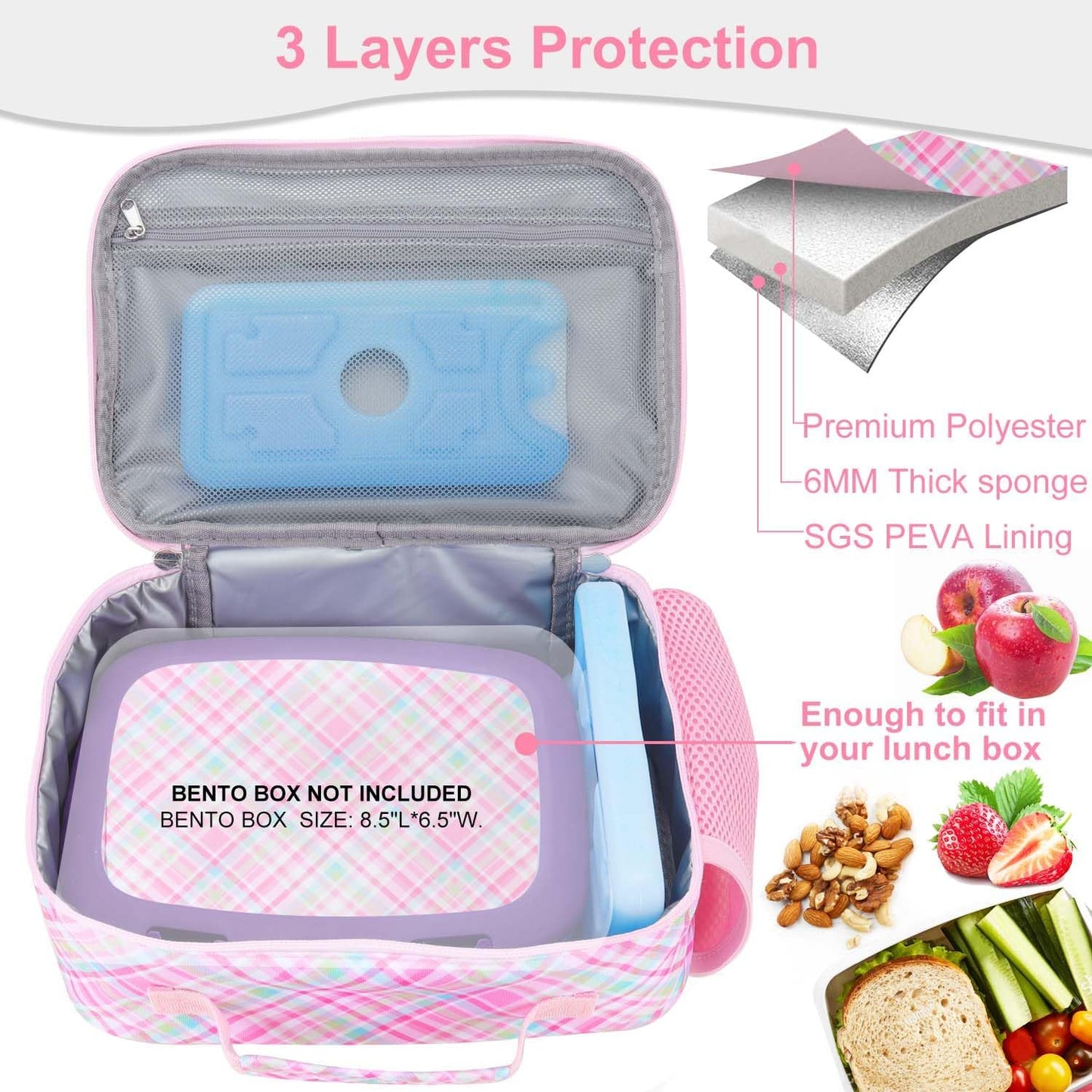 RHCPFOVR Kids Lunch Bag - Insulated Lunch Box for Boys Girls,Washable Lunch Bag and Reusable Toddler Leak-proof Lunchbox for School and Daycare - Colors A