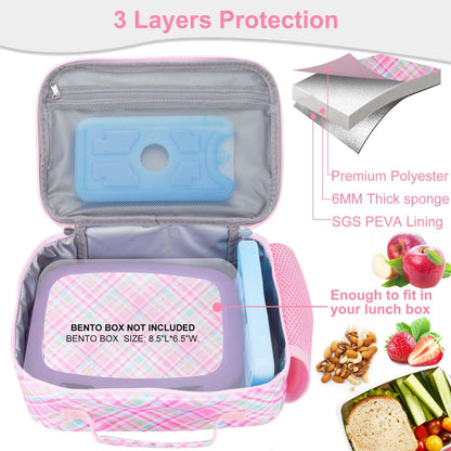 RHCPFOVR Kids Lunch Bag - Insulated Lunch Box for Boys Girls,Washable Lunch Bag and Reusable Toddler Leak-proof Lunchbox for School and Daycare - Colors A