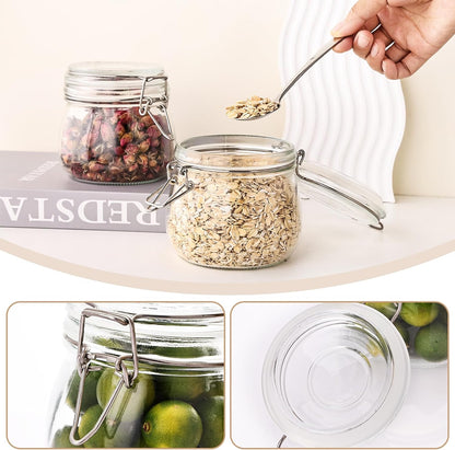 Glass Food Storage Jars 37 oz Set of 6,Glass Storage Containers Clear Glass Food Canister with Bamboo Lid Airtight For Serving Tea, Coffee, Flour, Sugar, Candy, Cookie, Spice and More (Square)