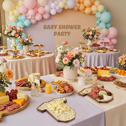 Ziliny 2 Set Baby Shower Gifts for Guests Clothing Mini Charcuterie Board with Knives Forks Gift Boxes Shaped Cheese Board Party Favors Baby Shower Game Prizes Gender Reveal Favors (Bamboo)