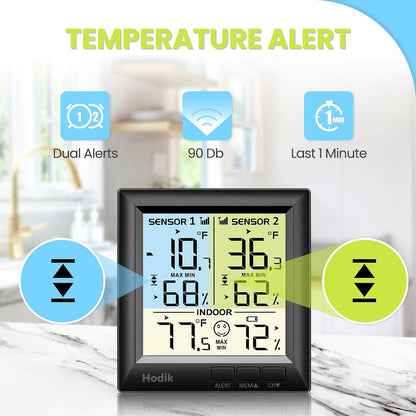 Wireless Fridge Freezer Thermometer with Alarm, 330FT Sensor