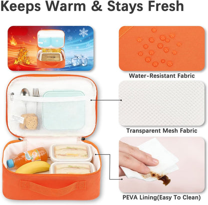 FlowFly Kids Lunch box Insulated Soft Bag Mini Cooler Back to School Thermal Meal Tote Kit for Girls, Boys, Astronaut - Colors B