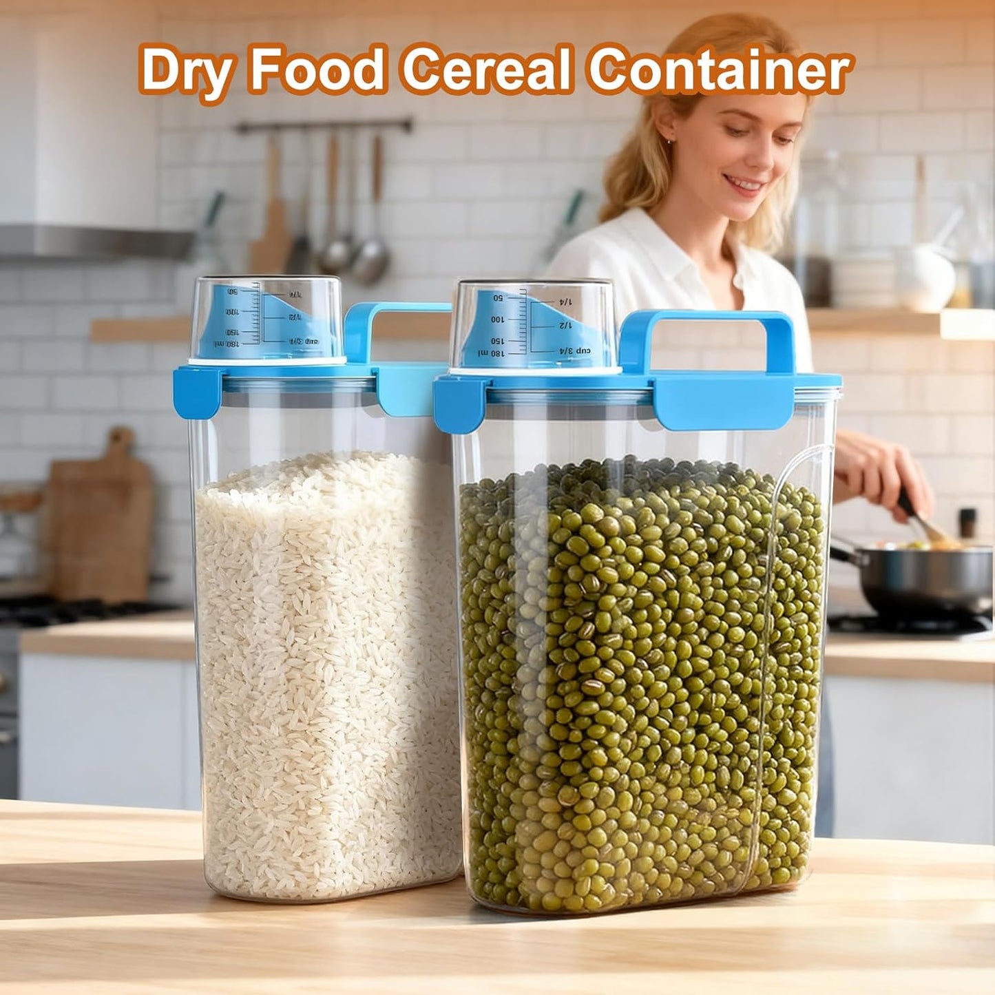Uppetly Dog Cat Food Storage Container, 5-7Lbs Pet Food Containers, Airtight Cat Food Container with Portable Handle & Measuring Cup, Small Animal Dry Food Dispenser for Dogs, Cats and Birds Green