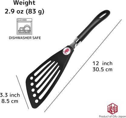 Left Handed Fish Spatula Stainless Steel Egg Flipper 12” | Fish Turner Spatula Slotted Turner Utensils Seki Japan