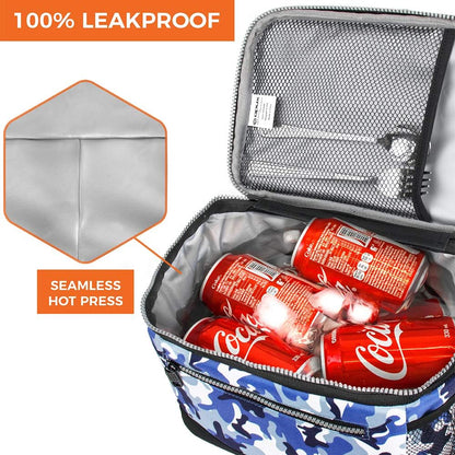 opux Insulated Lunch Box Men Women, Lunch Bag for Work School, Leakproof Soft Cooler Tote Adult, Large Lunch Pail Kids Boys Girls, Picnic Beach Food Bag with Shoulder Strap, Purple Floral