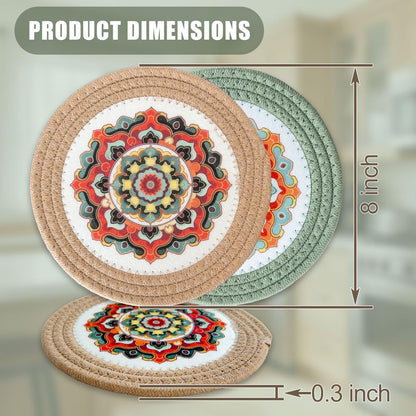 8 Inch 4-Pack Trivets for Hot Dishes, Cotton Pot Holders
