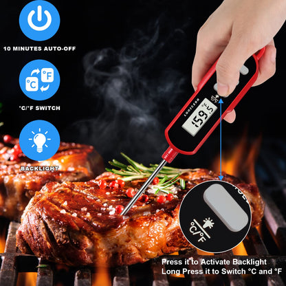 LONICERA Digital Candy Thermometer with Pot Clip, 11-Inch Probe, Red