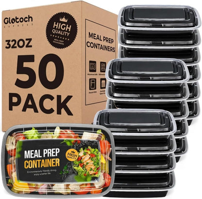 Glotoch 28oz Meal Prep Containers, 10 Pack (20-Piece) Reusable Food Storage Containers with Lids Microwave, Freezer, Dishwasher Safe - Leakproof & BPA Free Durable Plastic Lunch Box To Go Take Out
