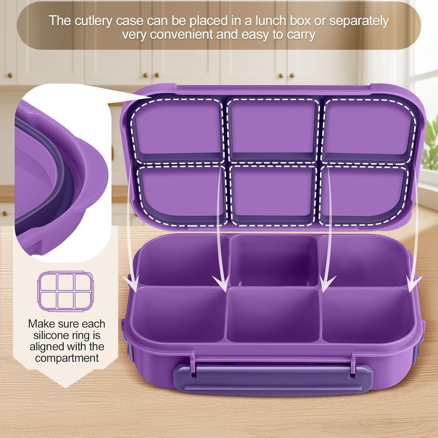 Amathley Lunch Box Kids Girls Boys,Bento Box Adult,Toddler Lunch Containers for School,Leakproof Snack Containers with 6 Compartments,Sauce Container,10 Food Picks and 4 Muffin Cups (Green)