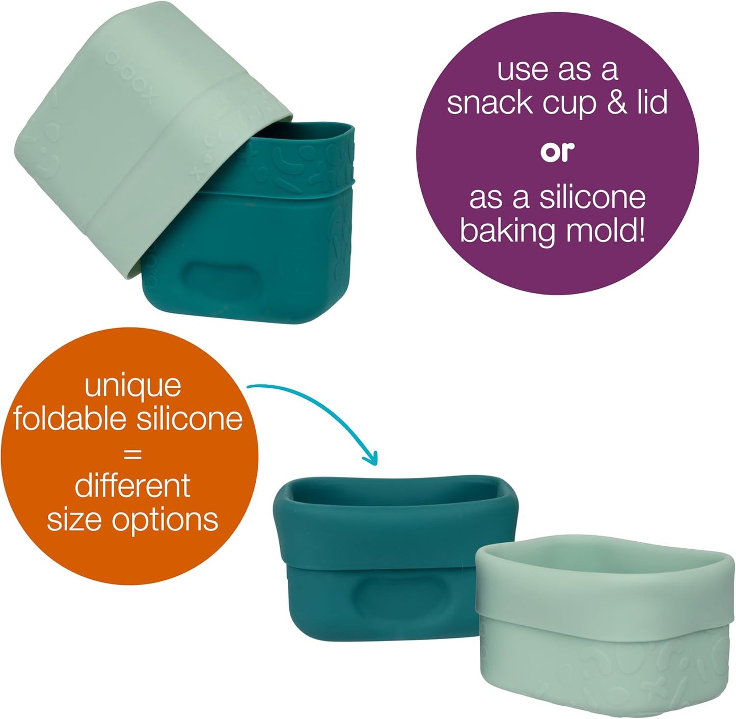 b.box Silicone Snack Cup (2-pack): Divider for Bento Box & Lunch Box, Ideal for Separating & Containing Foods, Dishwasher, Microwave, Oven and Freezer safe (Berry)