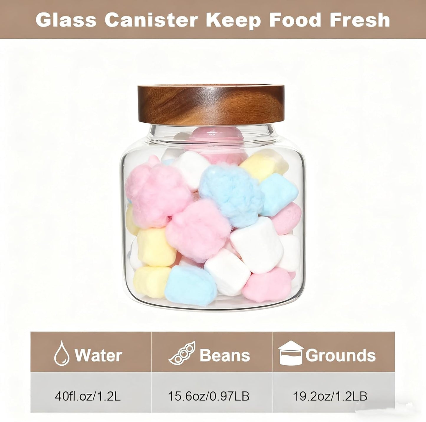 6 pc Glass Spice jars Glass Jars with Screw Lid 5 oz Acacia Wood Glass Herb Sugar Coffee Bean Ground Container Food Storage Canister for Candy Pantry Tea Seasoning Meal Prep Snack (6*150ml(5oz))