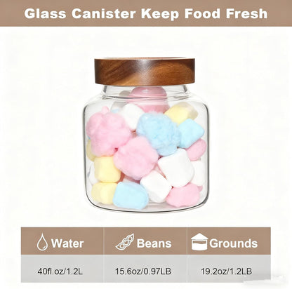 6 pc Glass Spice jars Glass Jars with Screw Lid 5 oz Acacia Wood Glass Herb Sugar Coffee Bean Ground Container Food Storage Canister for Candy Pantry Tea Seasoning Meal Prep Snack (6*150ml(5oz))