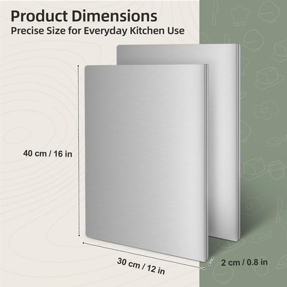 Stainless Steel Cutting Board Set with Lip, 2 Pack 16" & 24" Metal Chopping Boards for Kitchen Countertop, Non-Slip Food Prep Boards for Meat & Vegetables