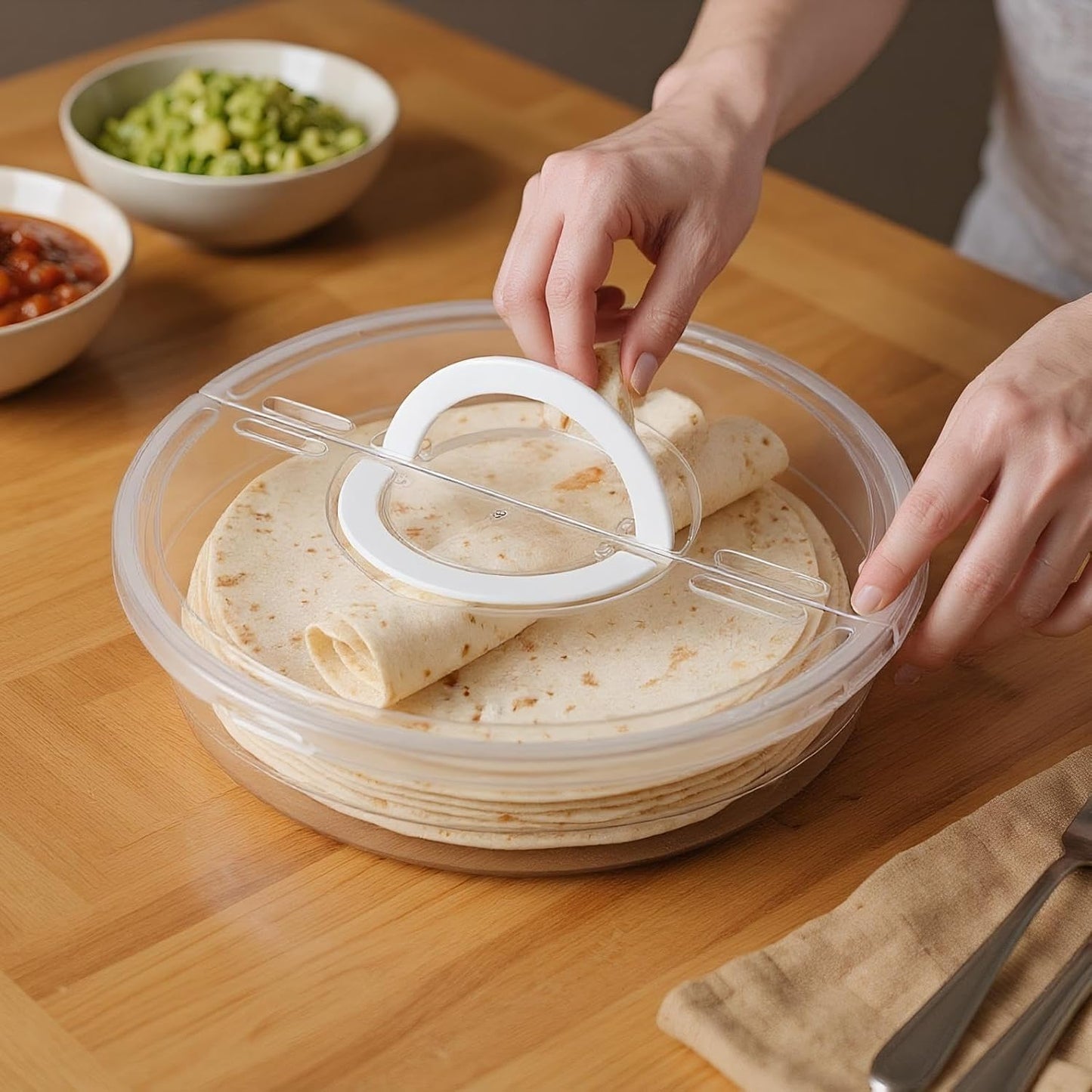 12inch 2 Pack Food Storage Container with Lid and Handle, Reusable 2 Compartments Pizza Slice Storage Container, Round Pie Carrier Leftover Pizza Keeper for Food Cake Cheesecake Tortilla Pastry