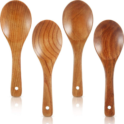 Patelai 9 Inch Wooden Rice Serving Spoons with Long Handle