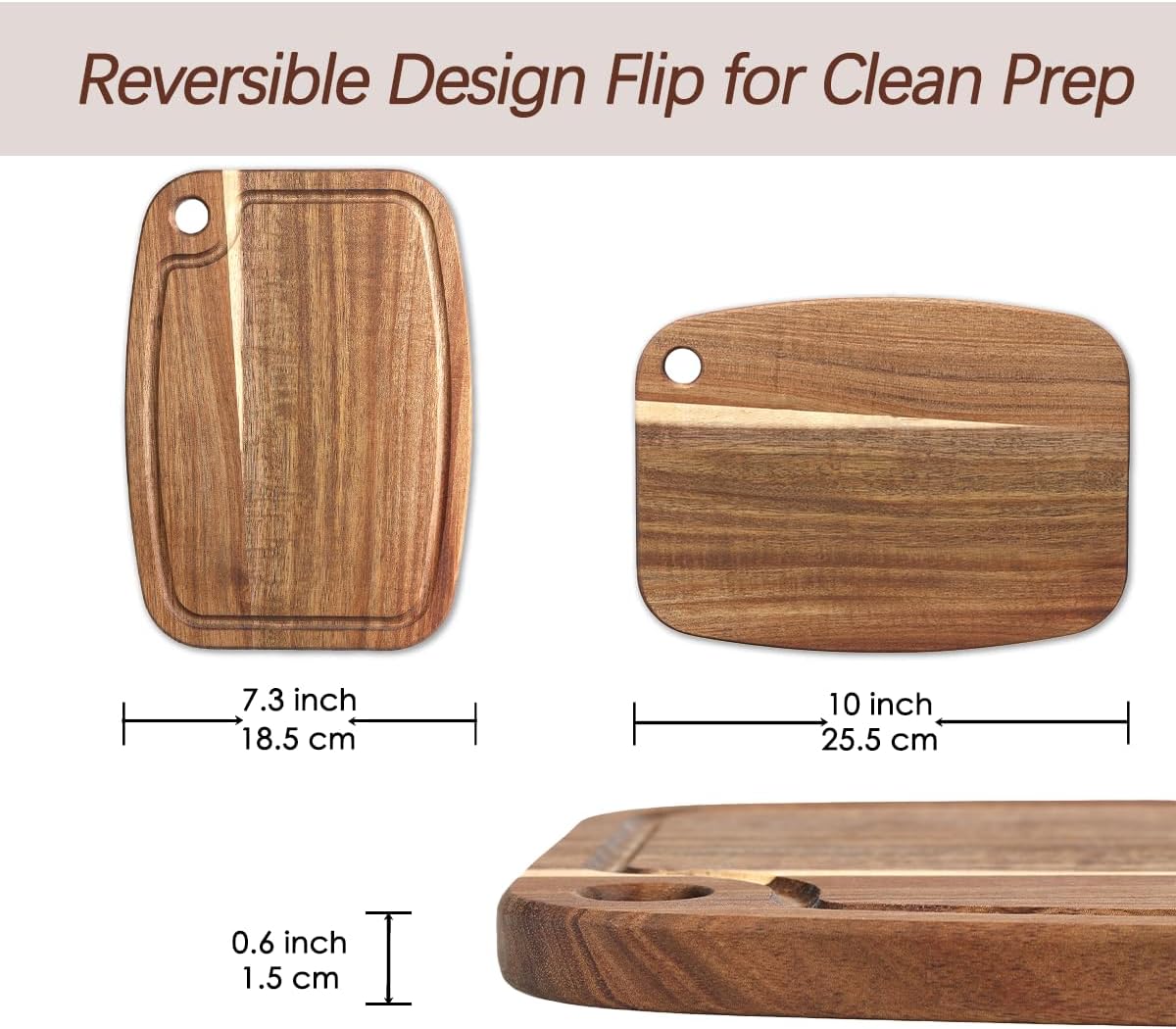 Donxote Small Cutting Board Set of 2 - Compact with Juice Groove for Fruits, Vegetables, Cheese & Sandwiches, Lightweight & Non-Toxic Mini Boards for Charcuterie, Camping & Kitchen