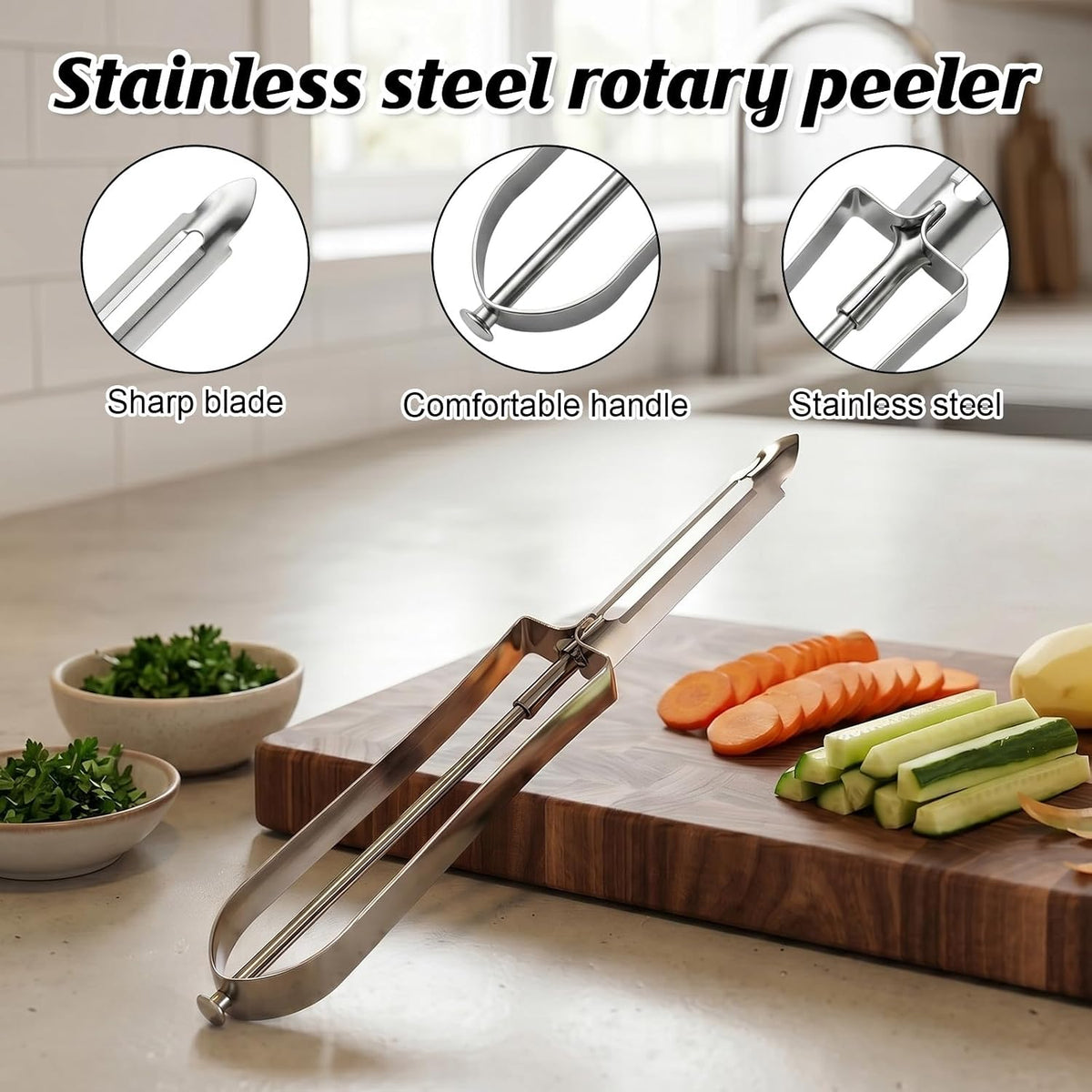 2Pcs Stainless Steel Peeler, Potato Peeler, Vegetable Peelers for Kitchen Fruit Peelers Handle, Ergonomic Blade for Peeling for Home and Restaurant Use