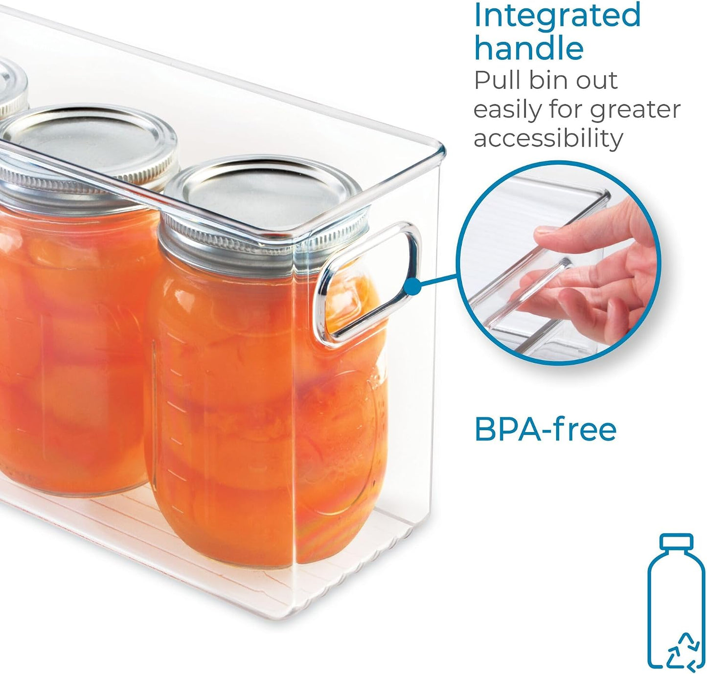 iDesign Slim Clear Plastic Storage Bin, Tall Narrow Organizer for Kitchen, Fridge, or Pantry, 4-Pack