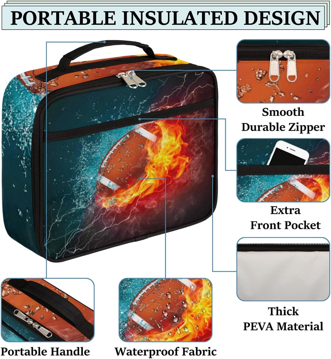 Kids Lunch Box for Boys Girls Black Red Sport Basketball Insulated Lunch Bag Reusable Small Cooler Bag Meal Containers Tote Kit for School Travel Women Men