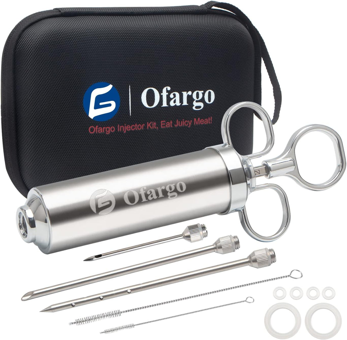 Ofargo Meat Injector, Meat Injectors for Smoking with 3 Marinade Injector Needles; Injector Marinades for Meats, Turkey, Brisket; 2-oz