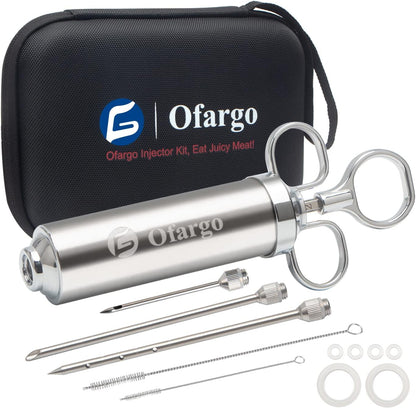 Ofargo Meat Injector, Meat Injectors for Smoking with 3 Marinade Injector Needles; Injector Marinades for Meats, Turkey, Brisket; 2-oz