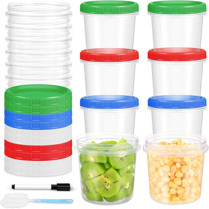 Freezer Storage Containers, 16 Pack 10 oz Plastic Food Storage Containers with Twist Top Lids, Meal Prep Containers for Soup Snack Fruit, BPA Free, Leakproof, Microwave & Dishwasher Safe
