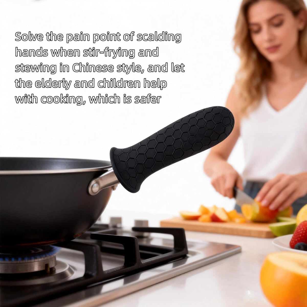 8 Pcs Silicone Pot Handle Covers Set, Heat Resistant Cast Iron Handle Sleeves - Non Slip Pan Handle Holder for Frying Pan, Pots, Kitchen Cookware (Black)