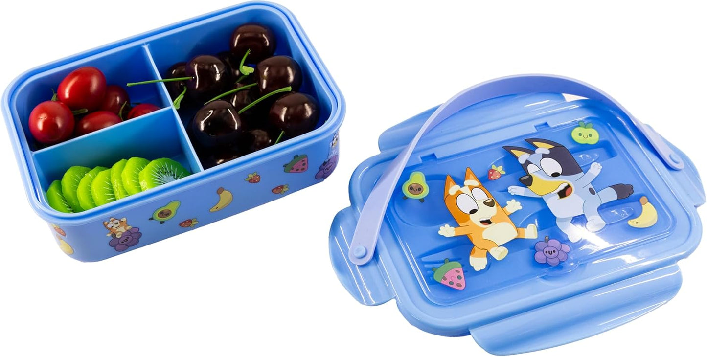 Fast Forward Hello Kitty Bento Lunch Box for Kids | Sanrio Food Container with Utensils | BPA-Free Toddler Lunch Kit with 3 Compartments | Bento Snack Box with Spoon & Fork
