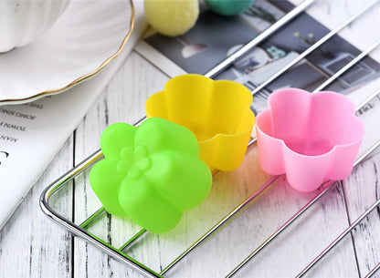 Reusable and Non-stick Mini Silicone Baking Cups/Muffin Cups/Mini Cupcake Liners/Chocolate Holders/Truffle Cups, 24 Pack, 6 Vibrant Colors Flower