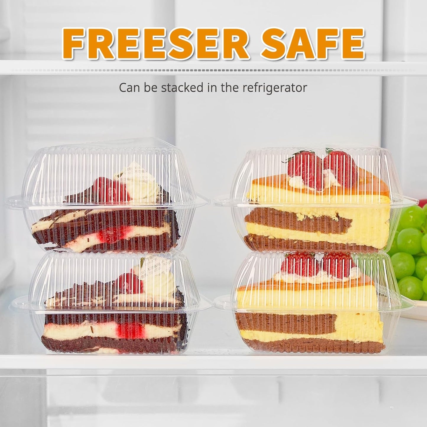 Zezzxu 100 Pack Cake Slice Containers, Clear Plastic Pie Slice Containers Disposable Triangle Containers with Lids for Desserts, Cheesecake Carriers, To-Go Slice Cake Boxes