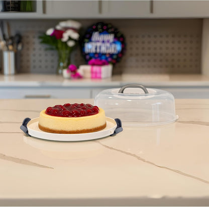 Pie Carrier with Lid and Handle - Fits Pies 10in x 4.5in, Doubles as Divided Serving Tray - Cheesecake Container Dessert Carrier Pie Container With Lid, Cheesecake Containers with Lids - BPA Free