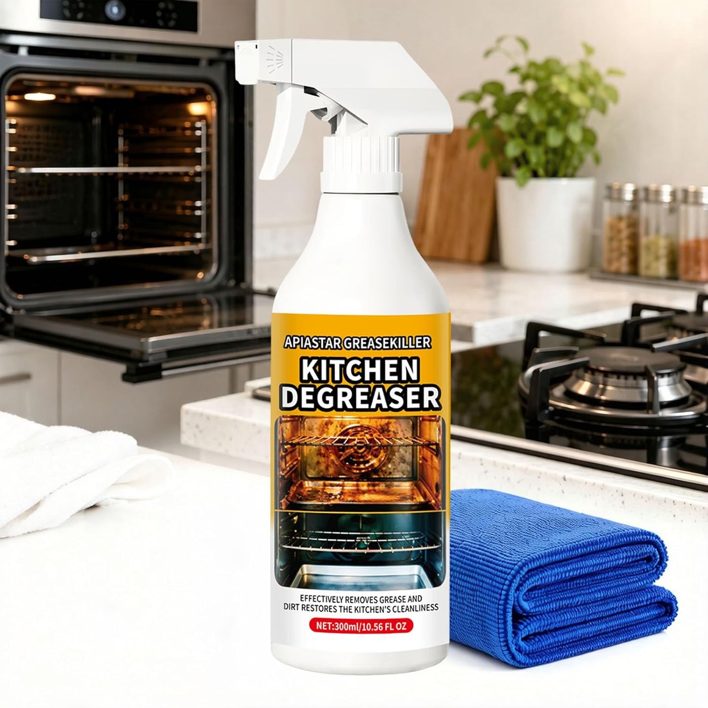 Apiastar Greasekiller Spray,2026 New,300ML/10.56FL.OZ Apiastar Grill Cleaner Spray,Suitable For Greasy Grates, Drip Trays, Sticky Buildup, Exterior Grill Messes(2PCS)