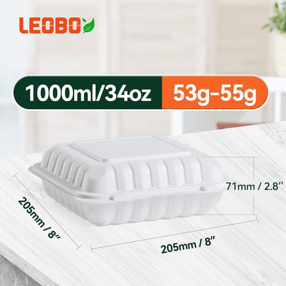 Takeout Container Mineral Filled PP Plastic - 7.8 Inch 30oz 65 Pack BPA Free 3 Compartments Shrink Wrap Bento Box | Freezer & Microwave Safe for Picnic | Black Reusable & Disposable Containers