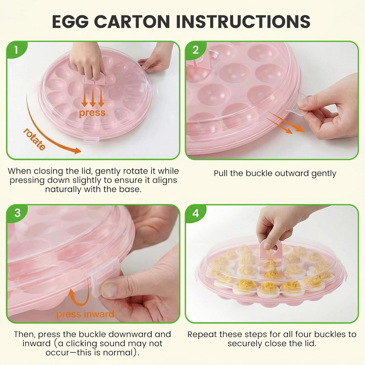 HANSGO Deviled Egg Containers with Lid, Deviled Egg Platter Carrier Holder Trays with 22 Slots for Holiday Party and Home Kitchen, Green