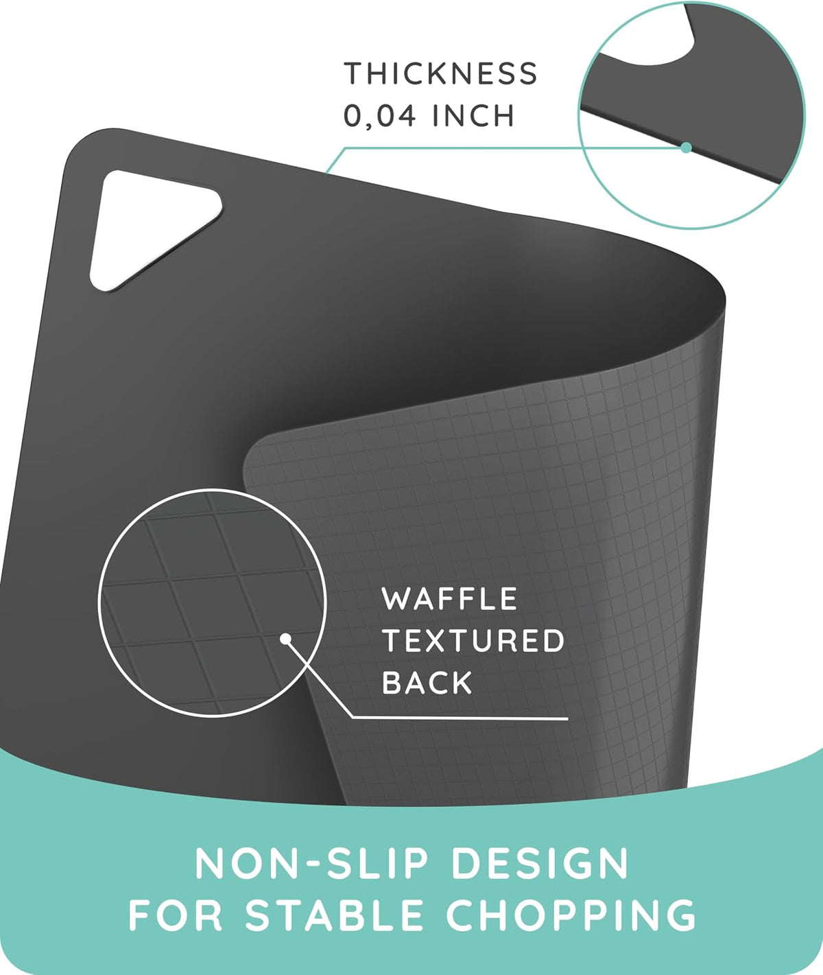Cutting Boards for Kitchen, Plastic Cutting Board, Dishwasher Safe Cutting Boards with Juice Grooves for Meat, Veggies, Fruits, Easy Grip Handle, Serveware Accessories (Gray)