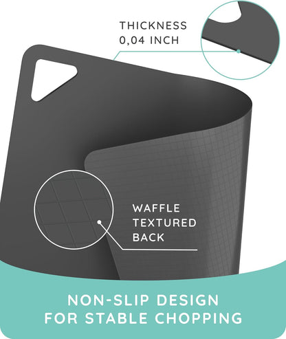Cutting Boards for Kitchen, Plastic Cutting Board, Dishwasher Safe Cutting Boards with Juice Grooves for Meat, Veggies, Fruits, Easy Grip Handle, Serveware Accessories (Gray)