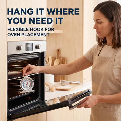 Silver Oven Thermometer 50-300°C/100-600°F, Woodstove Thermometers, Oven Grill Fry Chef Smoker Thermometer Instant Read Stainless Steel Thermometer Kitchen Cooking Thermometer, Oven Thermometers