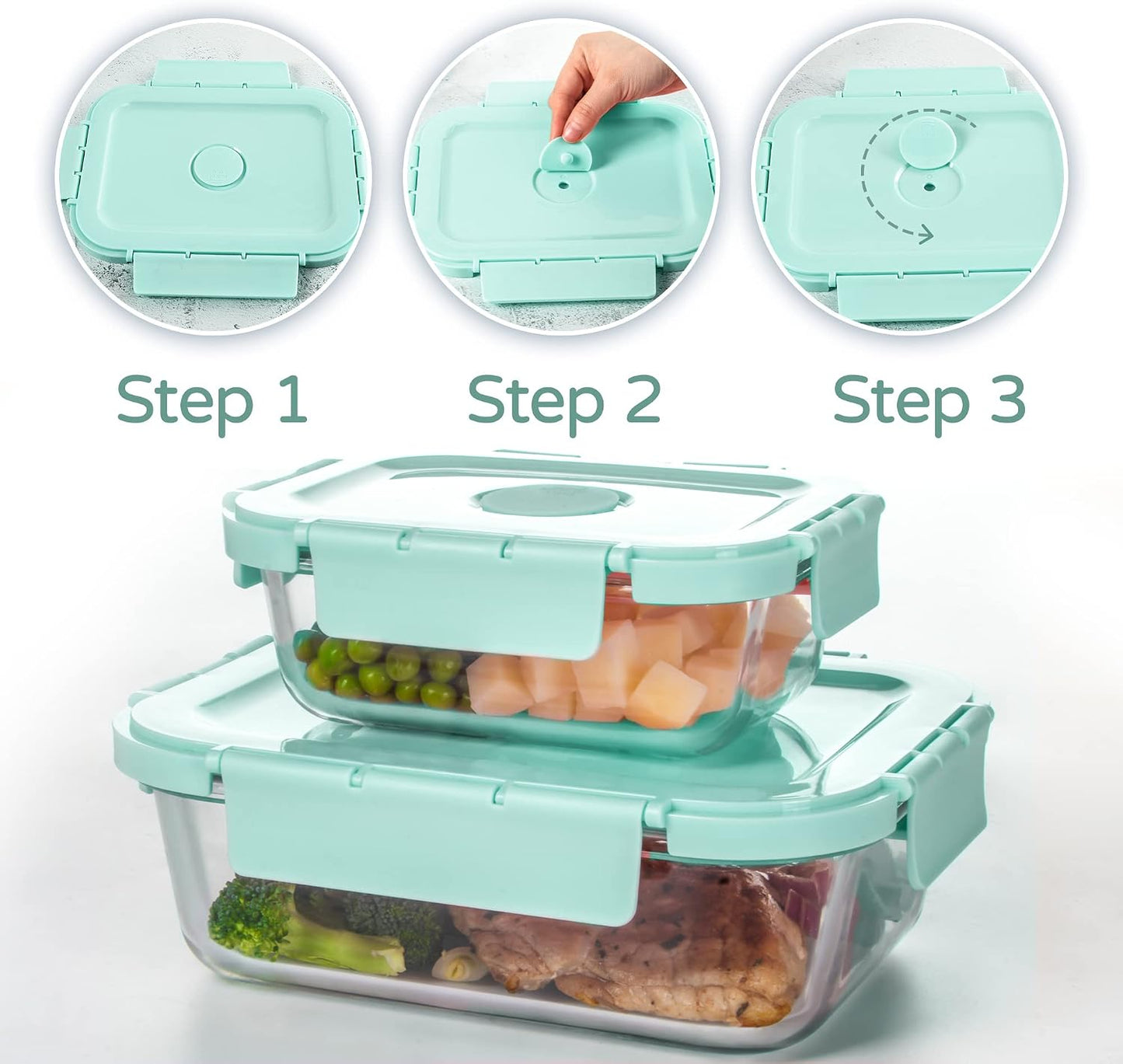Glass Food Storage Containers 10 Pack, Meal Prep Containers with Snap Locking Lids Airtight Built in Air Vents, Glass Lunch Containers, Microwave/Dishwasher Safe, Navy Blue