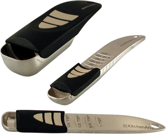 KitchenArt Cook’s Pro Adjust-A-Measure Set, Satin,Black and Silver