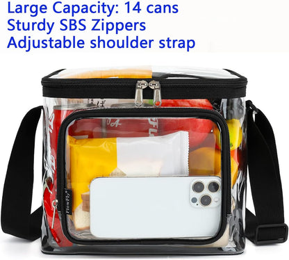 FlowFly Insulated Reusable Lunch Bag Adult Large Lunch Box for Women and Men with Adjustable Shoulder Strap,Front Zipper Pocket and Dual Large Mesh Side Pockets,Cherry - Colors B