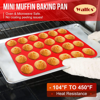Walfos Silicone Muffin Pan - 12 Cups Regular Silicone Cupcake Pan, Non-stick Great for Making Muffin Cakes, Tart, Bread - BPA Free and Dishwasher Safe