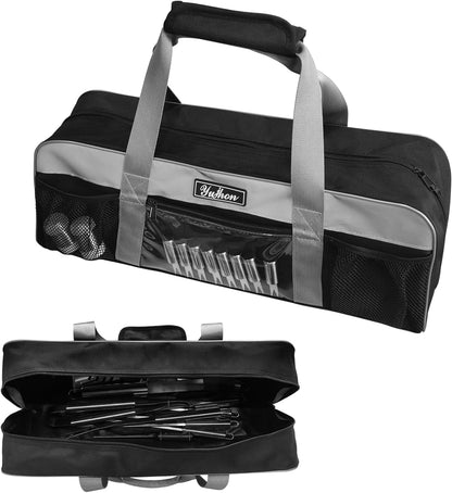22 Inch BBQ Grill Tool Bag, Heavy-Duty 1680D Oxford Grill Utensil Carrying Bag, Water-Resistant Organizer for Long Grilling Tools, Camping, RV, Tailgating(Bag Only)