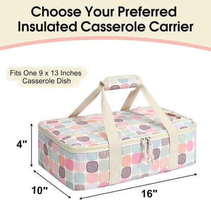Insulated Casserole Carrier, Portable Casserole Carrier for Hot or Cold Food Lunch Tote Warmer or Cooler Bag, Lasagna Lunch Bag for Potluck Parties- Fits 9" x 13" Baking Dish-Charcoal Grey