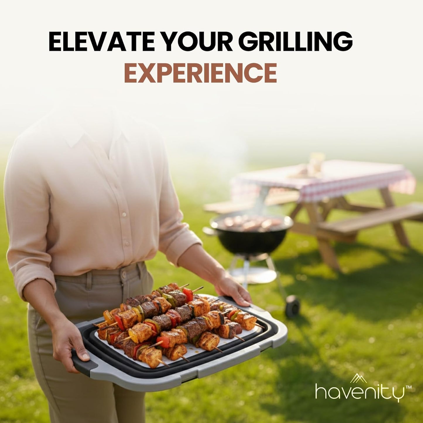 BBQ Prep Tub 2 Pack (8L+8L) - Multifunctional Collapsible Camping Cutting Board with Upgraded Locking Lid, Meal Prep Meat Storage Container Perfect for Grilling, Outdoor Cooking (Large x 2)