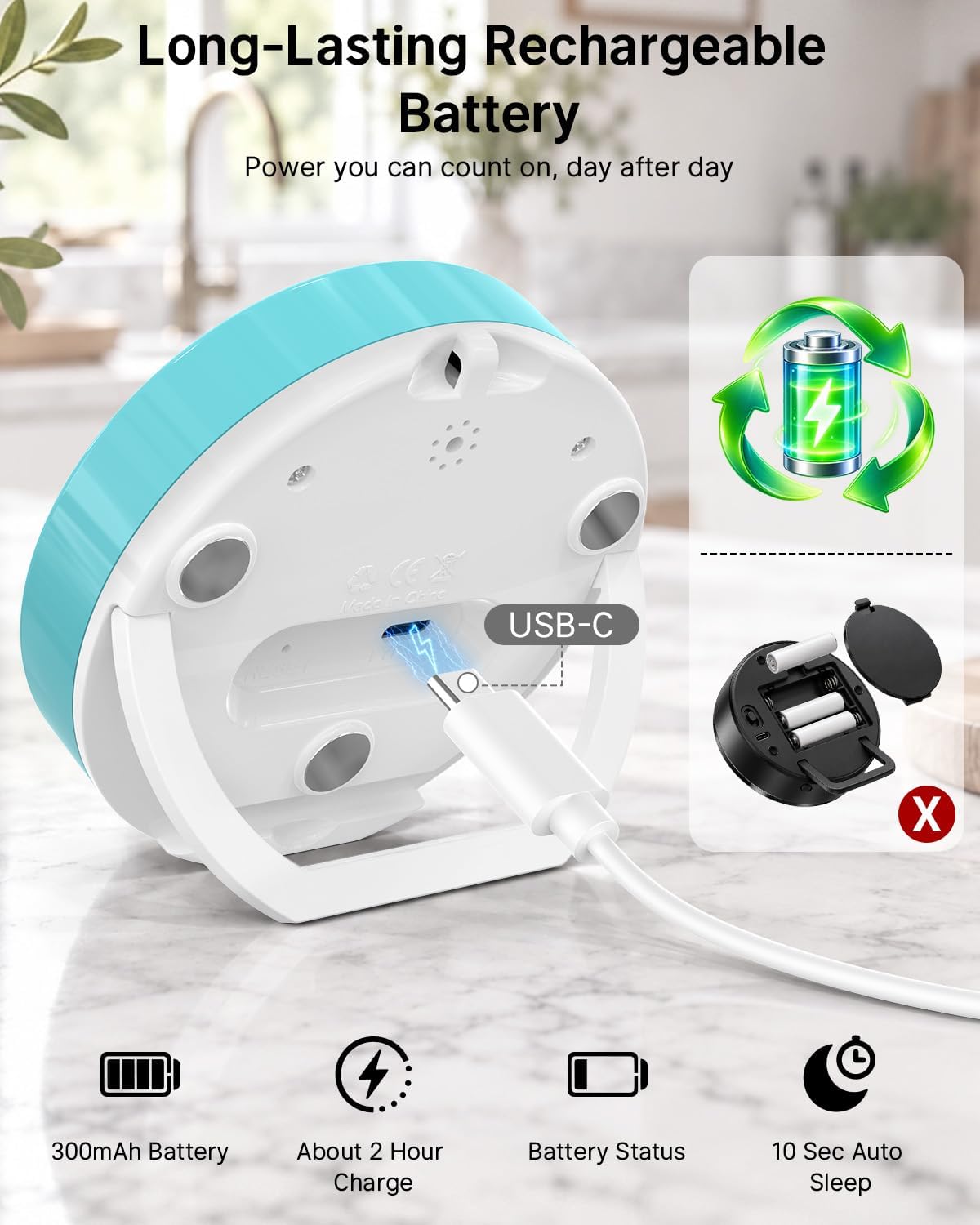 Digital Magnetic Kitchen Timer for Cooking, Rechargeable, Loud Alarm