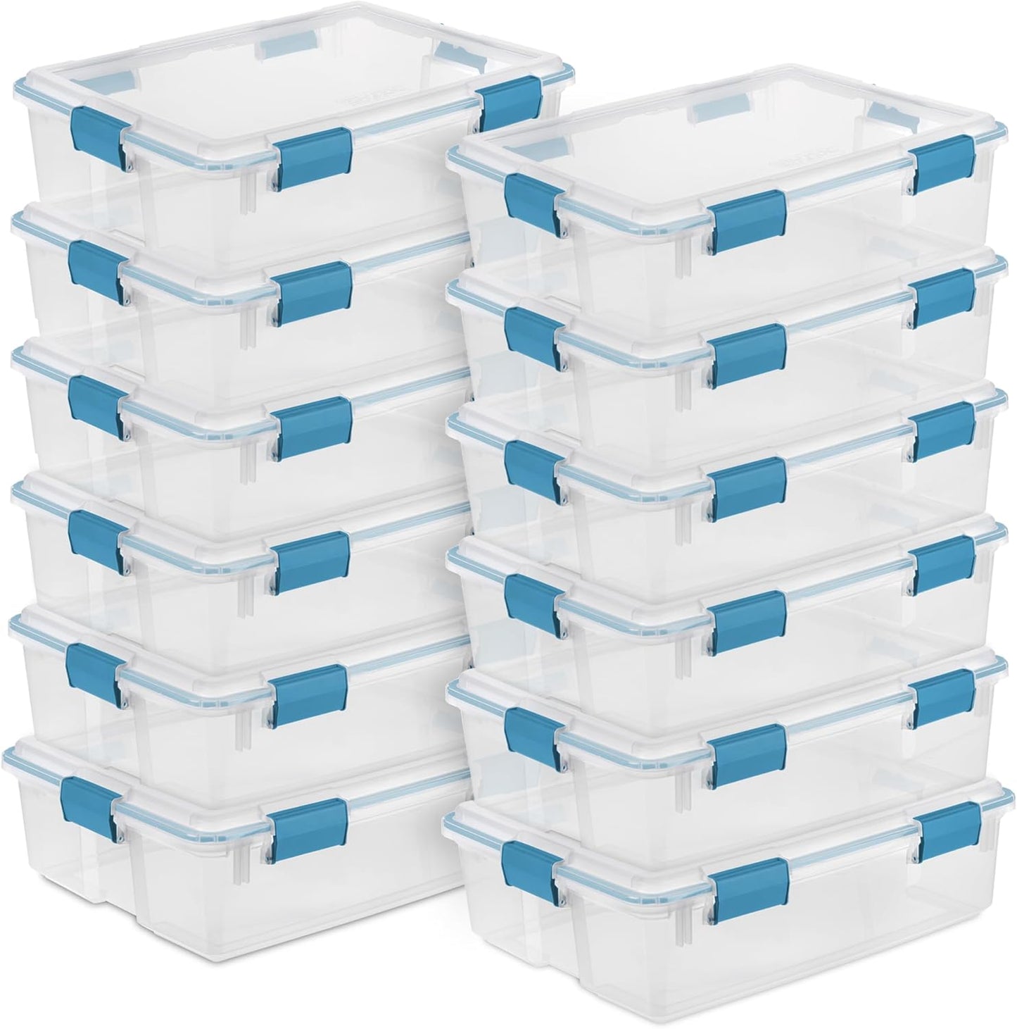 Sterilite 80 Qt Gasket Box, Stackable Storage Bin with Latching Lid and Tight Seal, Plastic Container to Organize Basement, Clear Base and Lid, 1-Pack