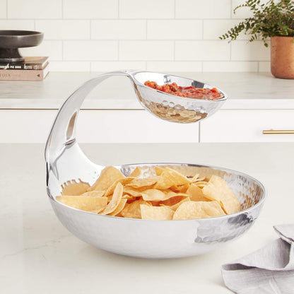 Towle Hammersmith Gooseneck Chip and Dip Server, 11-Inch,Silver