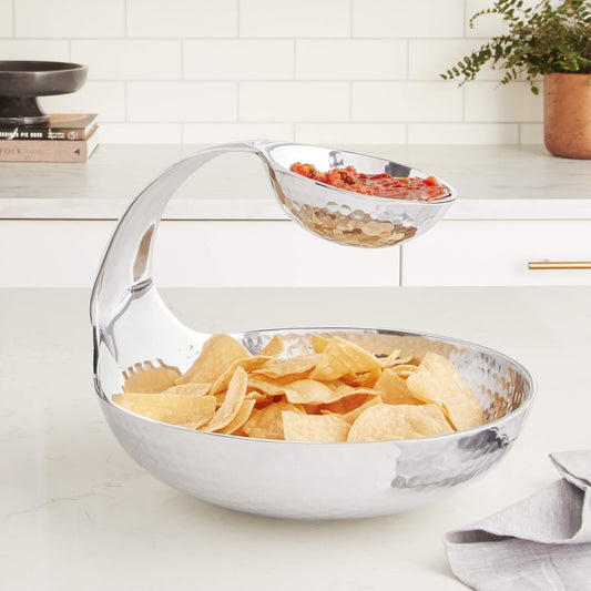 Towle Hammersmith Gooseneck Chip and Dip Server, 11-Inch,Silver